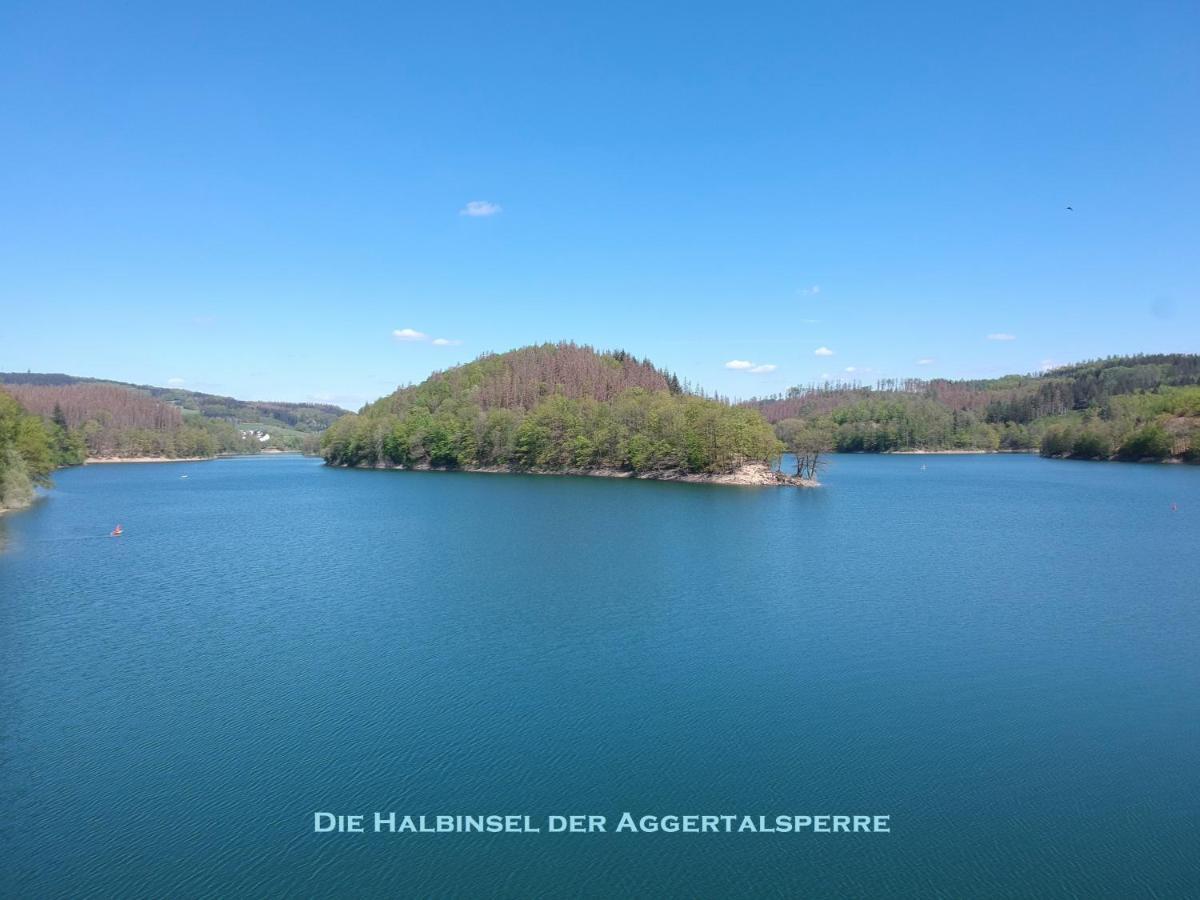 Seeblick-Ferienwohnung Im "Ferienhaus Agger-Blick" Mit Traumhafter Sonnen-Terrasse, Sauna, E-Kamin & Kajak Gummersbach Exterior foto
